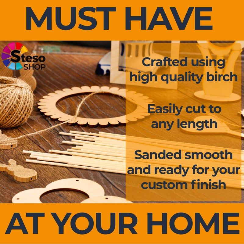 StesoSHOP Wooden Dowel Rods 6 inch - 1/8 Hardwood Dowels - Craft Dowels for Woodworking Project 50 pcs - for Model Building Games Kids Crafts Handmade Gifts Home Decor (1/8)â€¦ - Image 5